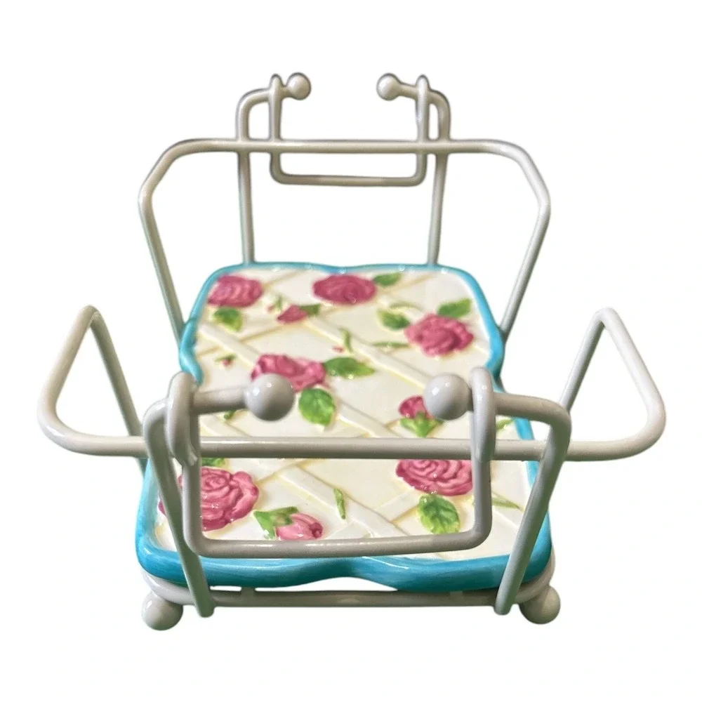Temp-Tations Presentable Ovenware By Tara Roses 1Qt Loaf Pan W/Trivet Rack & Lid